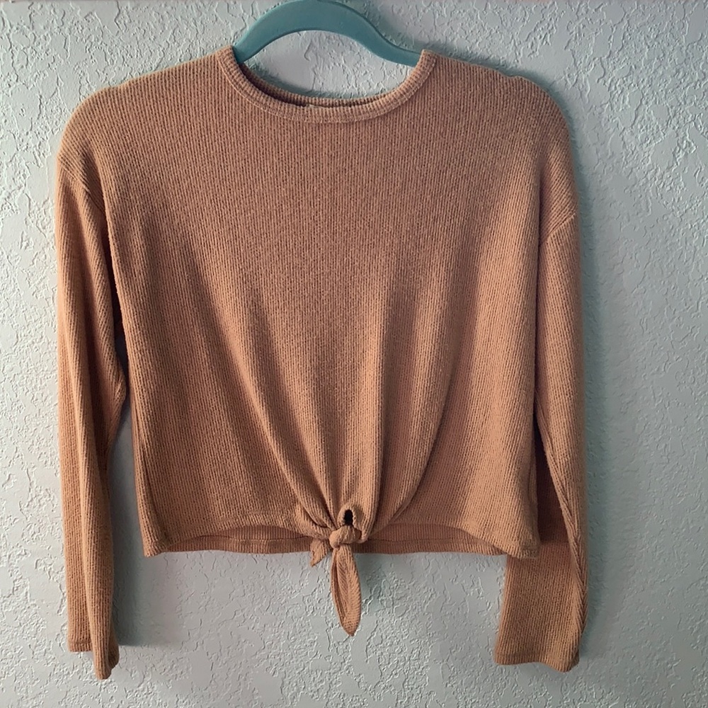 Tan tied crop top